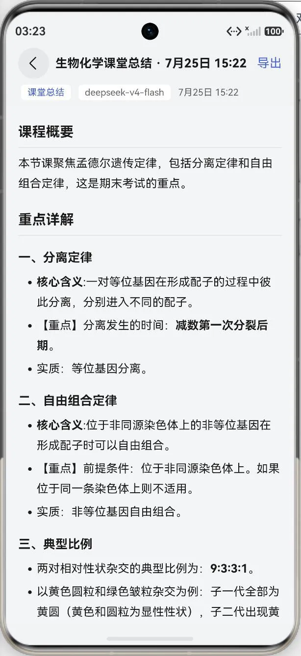 AI 生成的课堂总结